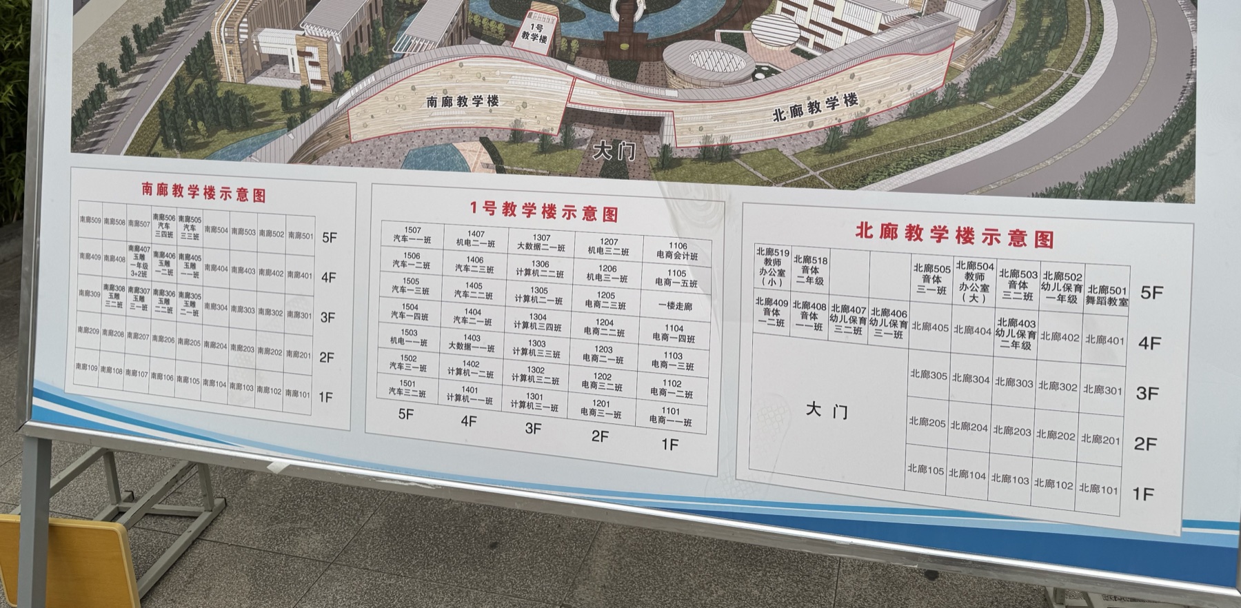 校园现场教学楼及班级位置导视牌